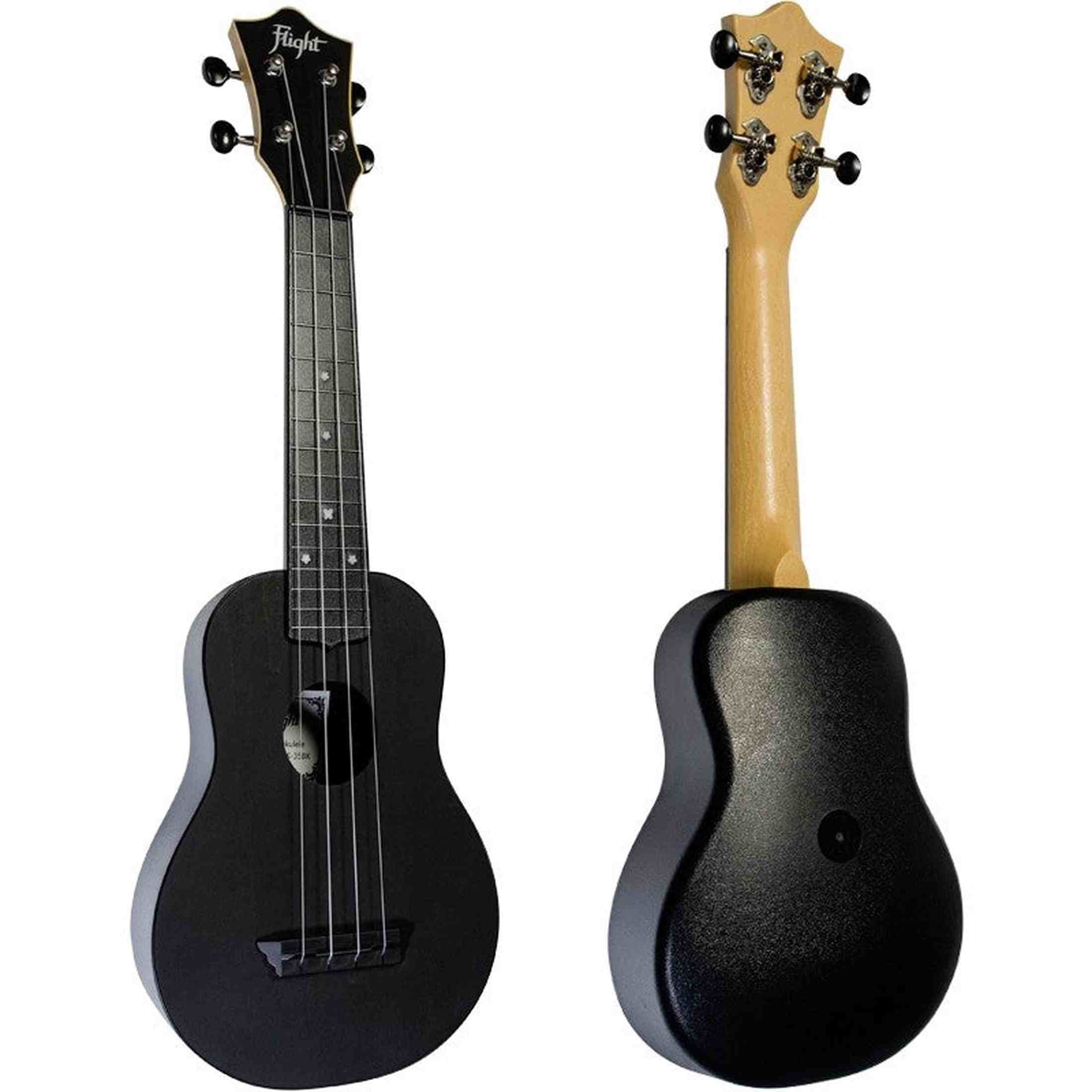 Flight TUS-35 BK Soprano Ukulele Zwart met Linden Top, ABS Body en Aquila Snaren