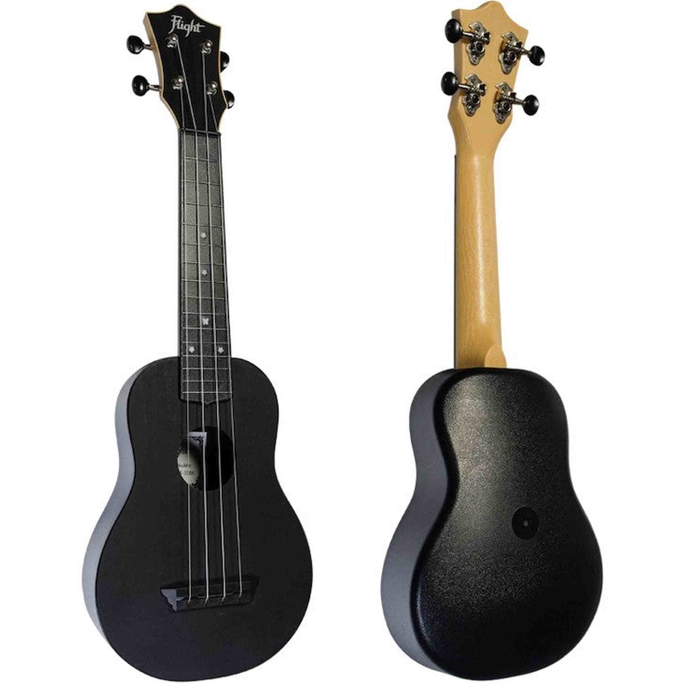Flight TUS-35 BK Soprano Ukulele Zwart met Linden Top, ABS Body en Aquila Snaren