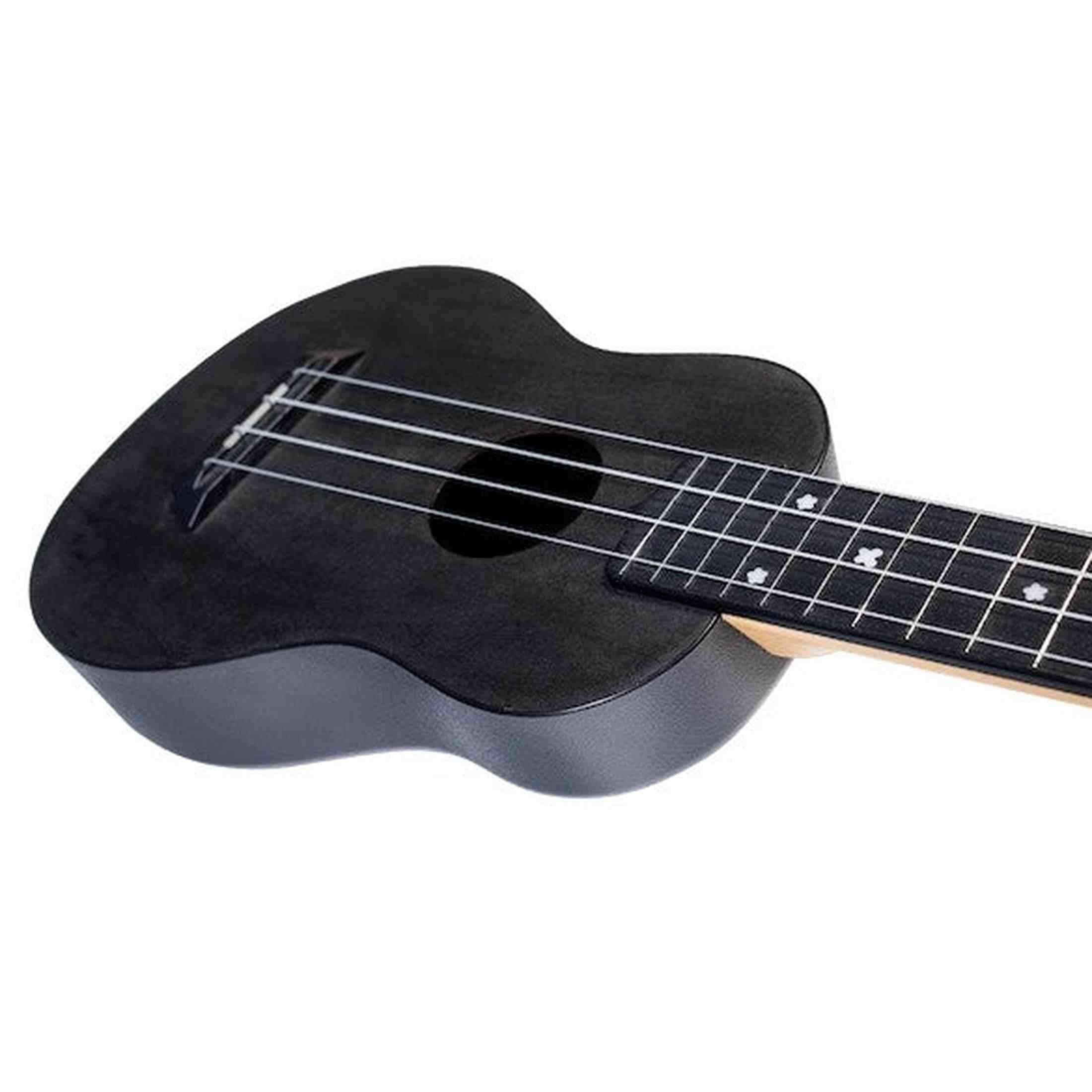 Flight TUS-35 BK Soprano Ukulele Zwart met Linden Top, ABS Body en Aquila Snaren