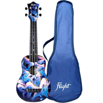 Flight TUS-40 GRAFFITI Soprano Ukulele met Linden Top, ABS Body en Aquila Snaren