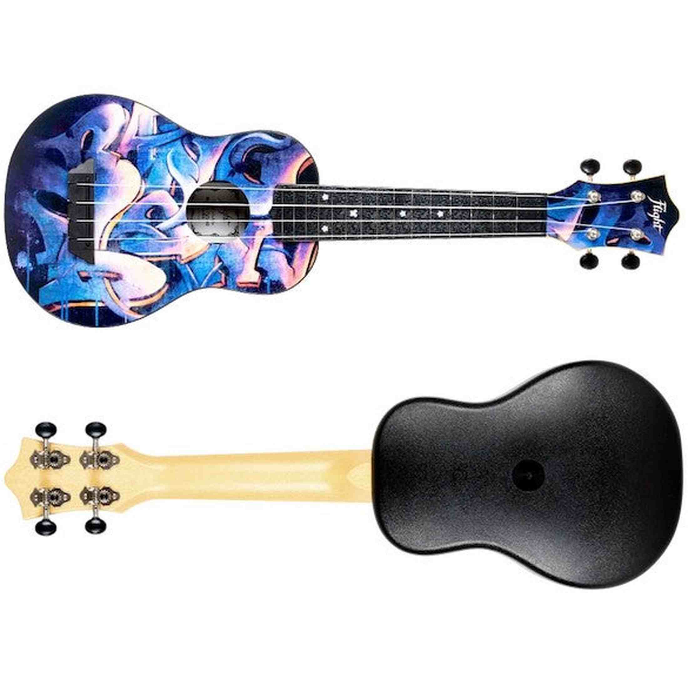 Flight TUS-40 GRAFFITI Soprano Ukulele met Linden Top, ABS Body en Aquila Snaren