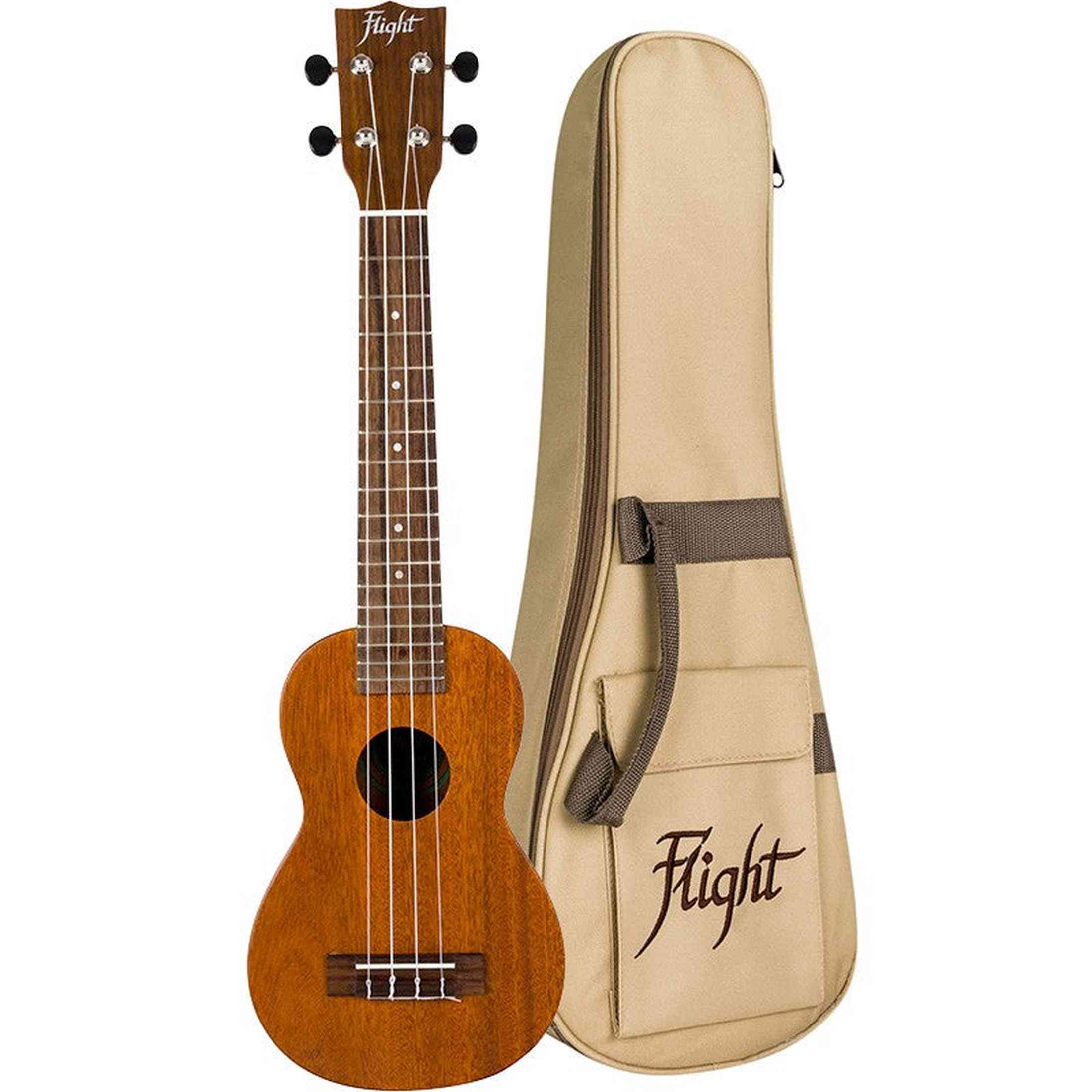 Flight LUS-5 Solid Mahogany Long Neck Soprano Ukulele met Solid Mahogany Body, Grover Tuners en Aquila Super Nylgut Snaren
