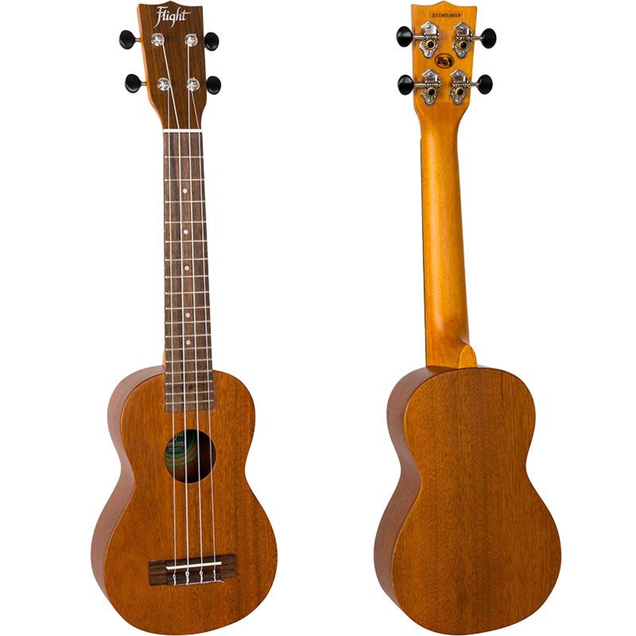 Flight LUS-5 Solid Mahogany Long Neck Soprano Ukulele met Solid Mahogany Body, Grover Tuners en Aquila Super Nylgut Snaren