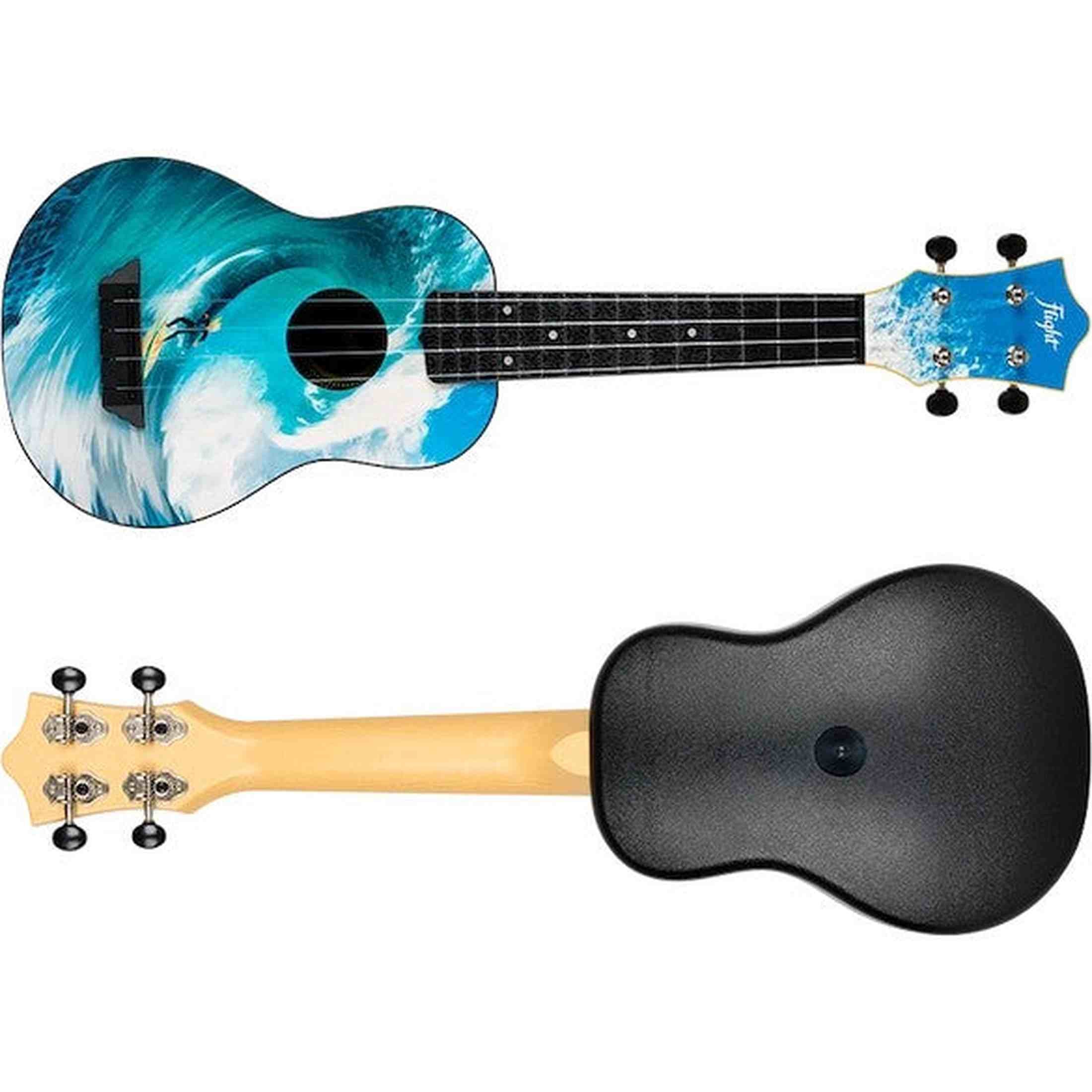 Flight TUS-25 SURF Soprano Ukulele met Linden Top, ABS Body en Aquila Snaren