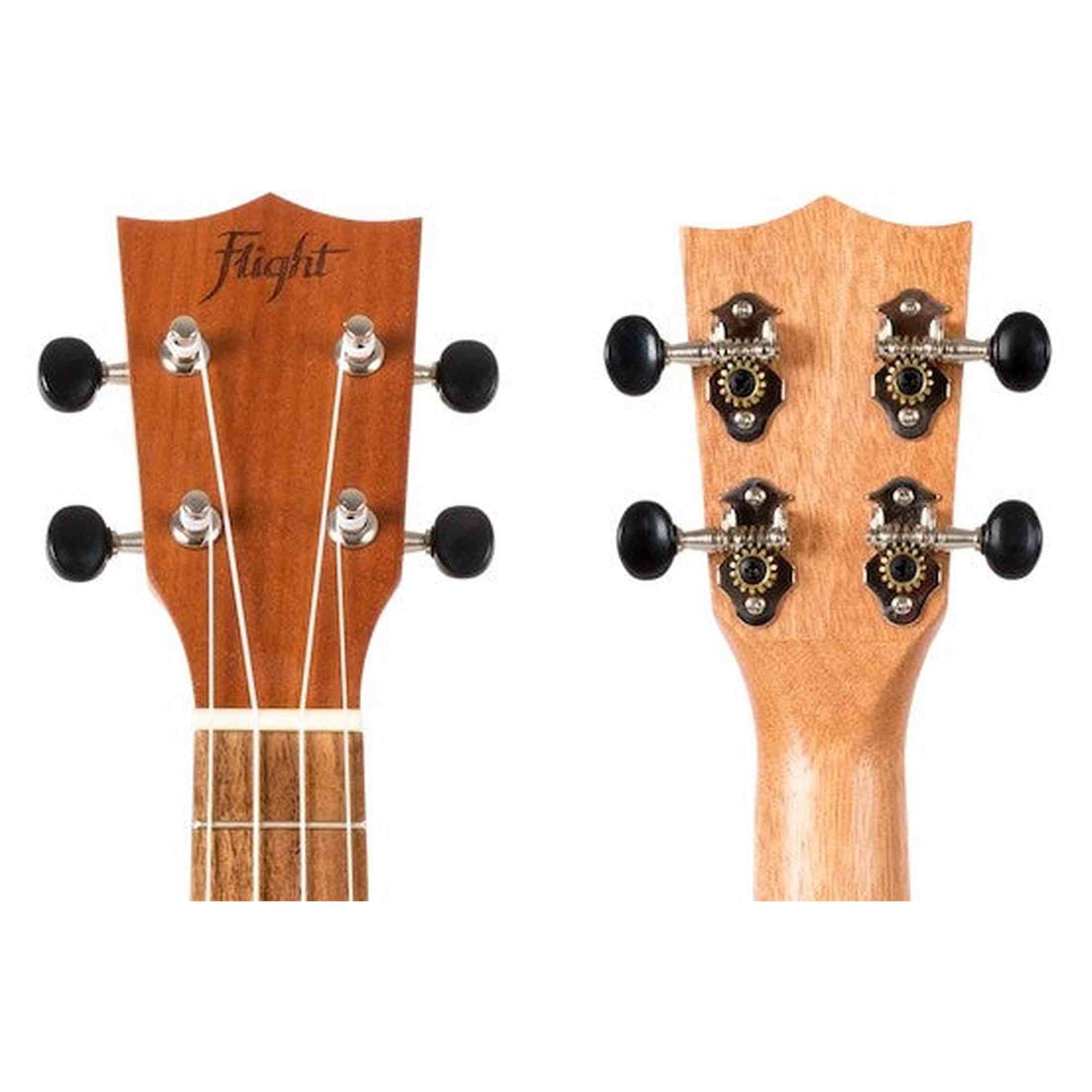Flight NUS380 Topaz Soprano Ukulele met Sapele Body, Walnut Toets, Bone Topkam en Flight Nylon Snaren