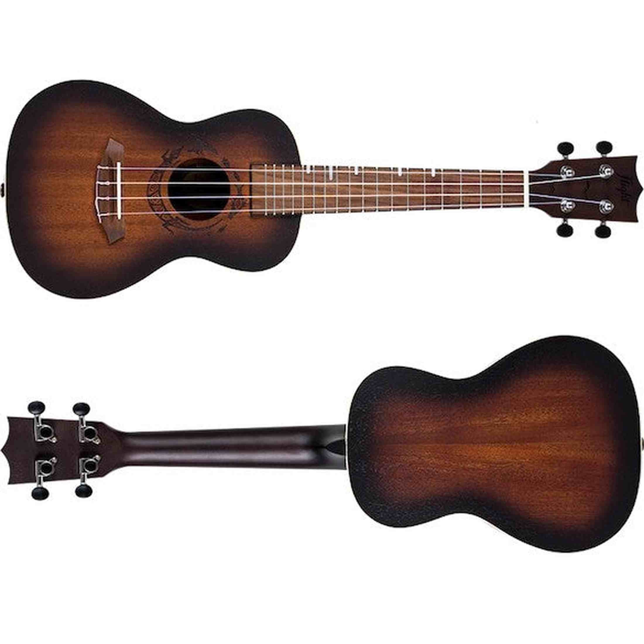 Flight DUC380 Amber Concert Ukulele met Mahogany Body, Bone Topkam en Aquila Nylgut Snaren