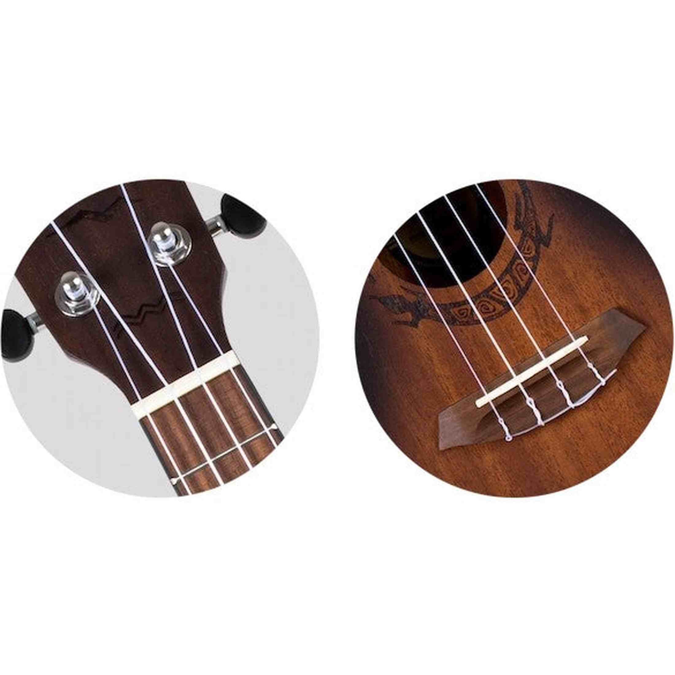 Flight DUC380 Amber Concert Ukulele met Mahogany Body, Bone Topkam en Aquila Nylgut Snaren