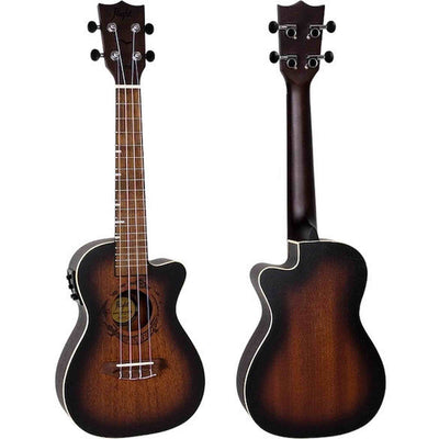 Flight DUC380 CEQ Amber Elektrisch-Akoestische Concert Ukulele met Cutaway, Mahogany Body, Pickup met EQ en Aquila Nylgut Snaren