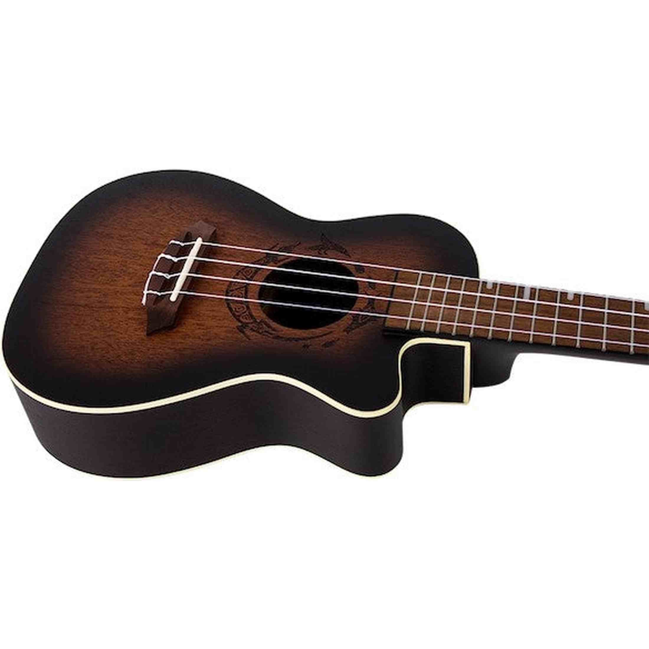 Flight DUC380 CEQ Amber Elektrisch-Akoestische Concert Ukulele met Cutaway, Mahogany Body, Pickup met EQ en Aquila Nylgut Snaren