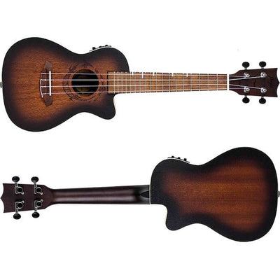 Flight DUC380 CEQ Amber Elektrisch-Akoestische Concert Ukulele met Cutaway, Mahogany Body, Pickup met EQ en Aquila Nylgut Snaren