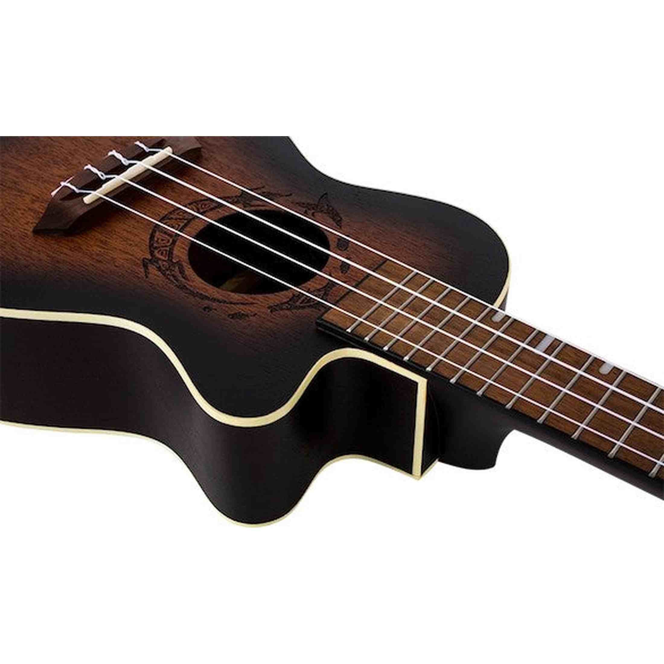 Flight DUC380 CEQ Amber Elektrisch-Akoestische Concert Ukulele met Cutaway, Mahogany Body, Pickup met EQ en Aquila Nylgut Snaren