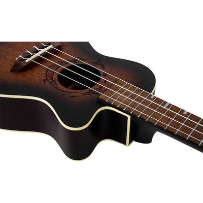 Flight DUC380 CEQ Amber Elektrisch-Akoestische Concert Ukulele met Cutaway, Mahogany Body, Pickup met EQ en Aquila Nylgut Snaren