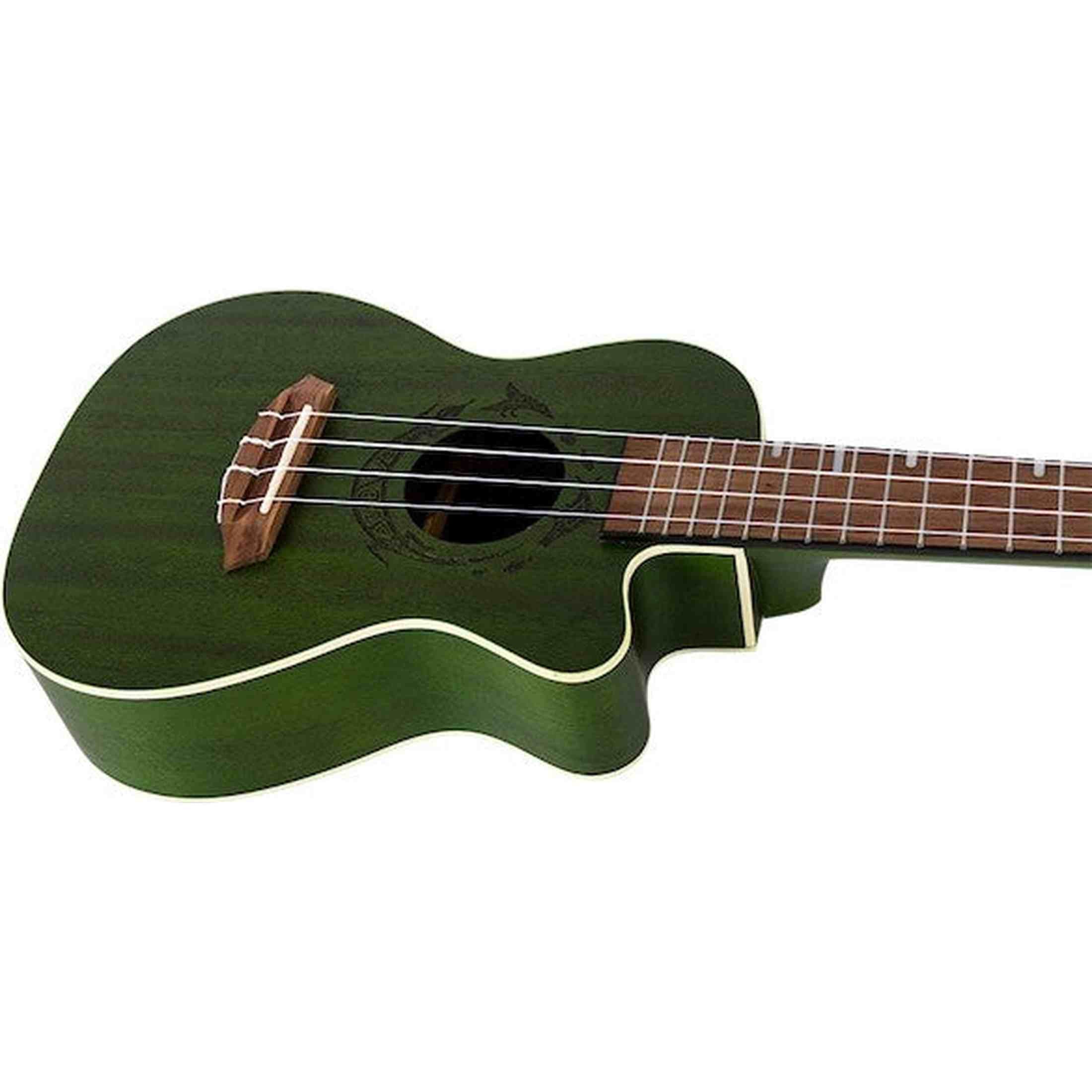Flight DUC380 CEQ Jade Elektrisch-Akoestische Concert Ukulele met Cutaway, Mahogany Body, Pickup met EQ en Aquila Nylgut Snaren