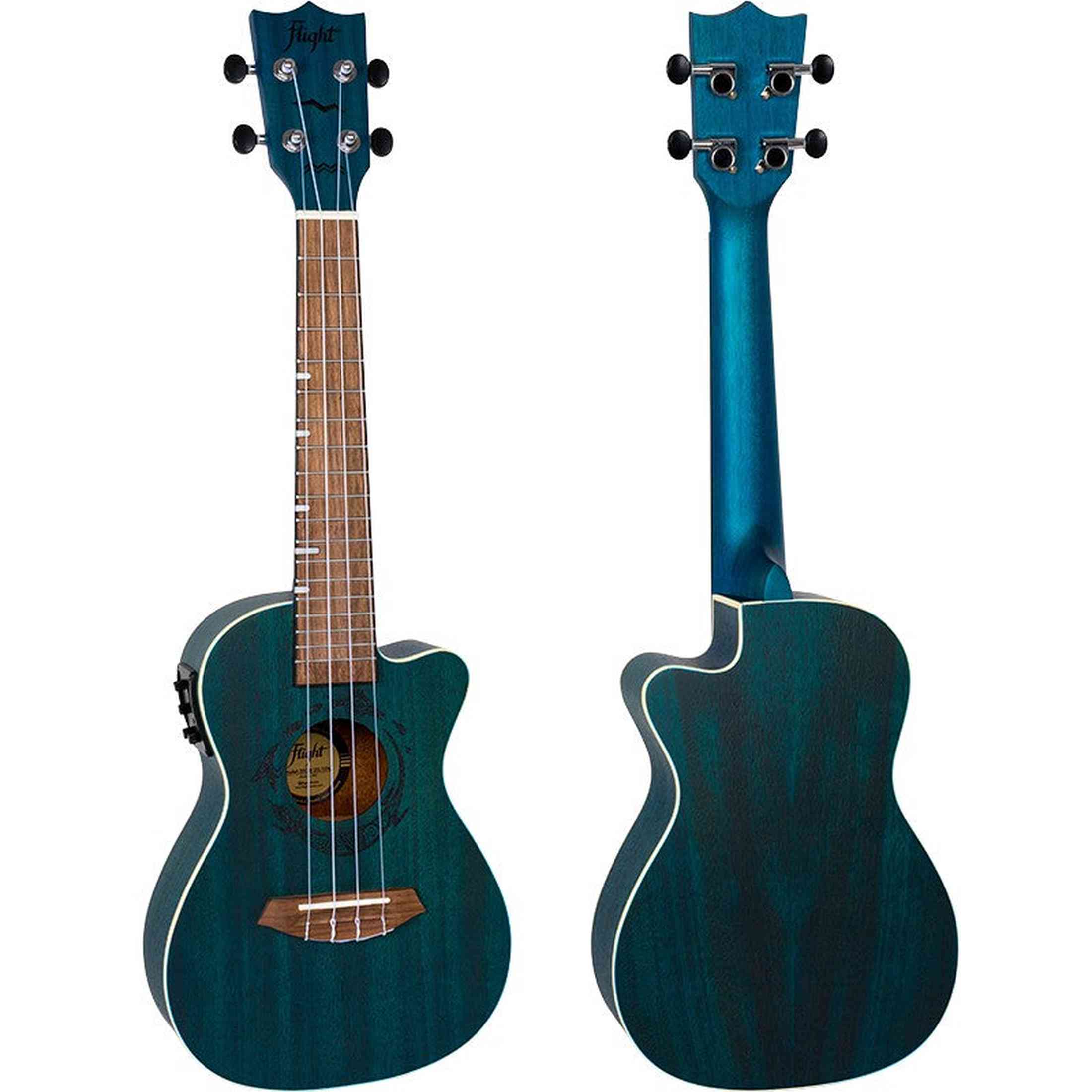 Flight DUC380 CEQ Topaz Elektrisch-Akoestische Concert Ukulele met Cutaway, Mahogany Body, Pickup met EQ en Aquila Nylgut Snaren