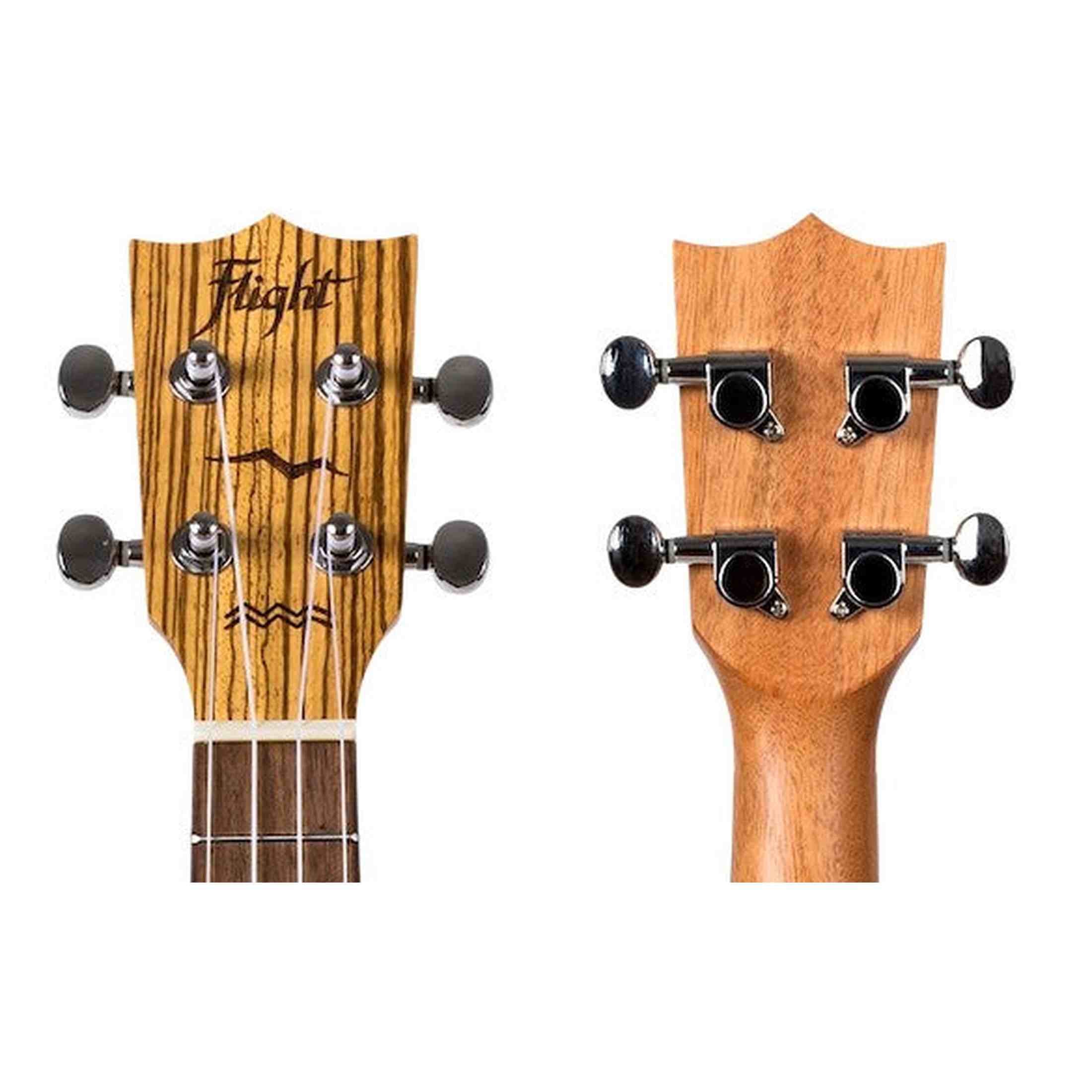 Flight DUC328 CEQ Elektrisch-Akoestische Concert Ukulele met Cutaway, Engelmann Spruce Top en Zebrawood Body
