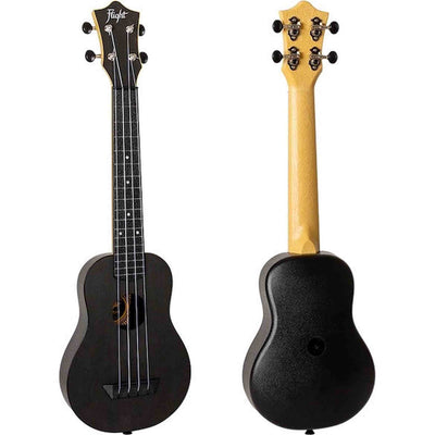 Flight TUSL-35 BK Soprano Longneck Ukulele Zwart met Linden Top, ABS Body en Aquila Snaren