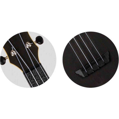 Flight TUSL-35 BK Soprano Longneck Ukulele Zwart met Linden Top, ABS Body en Aquila Snaren