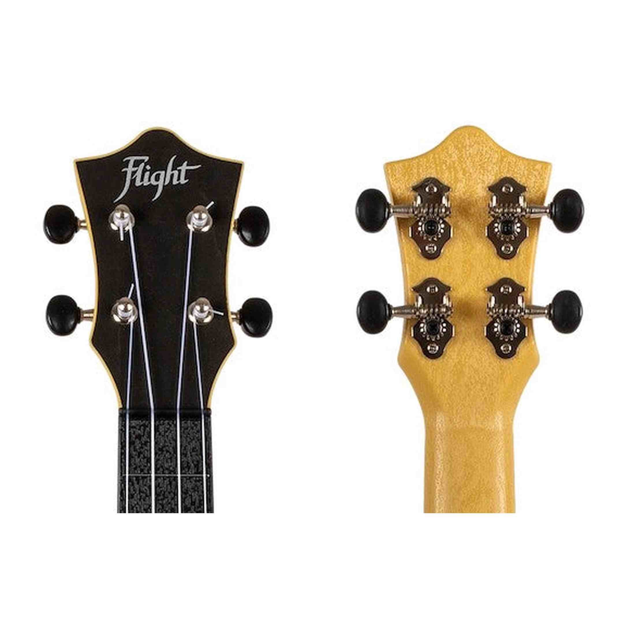 Flight TUSL-35 BK Soprano Longneck Ukulele Zwart met Linden Top, ABS Body en Aquila Snaren