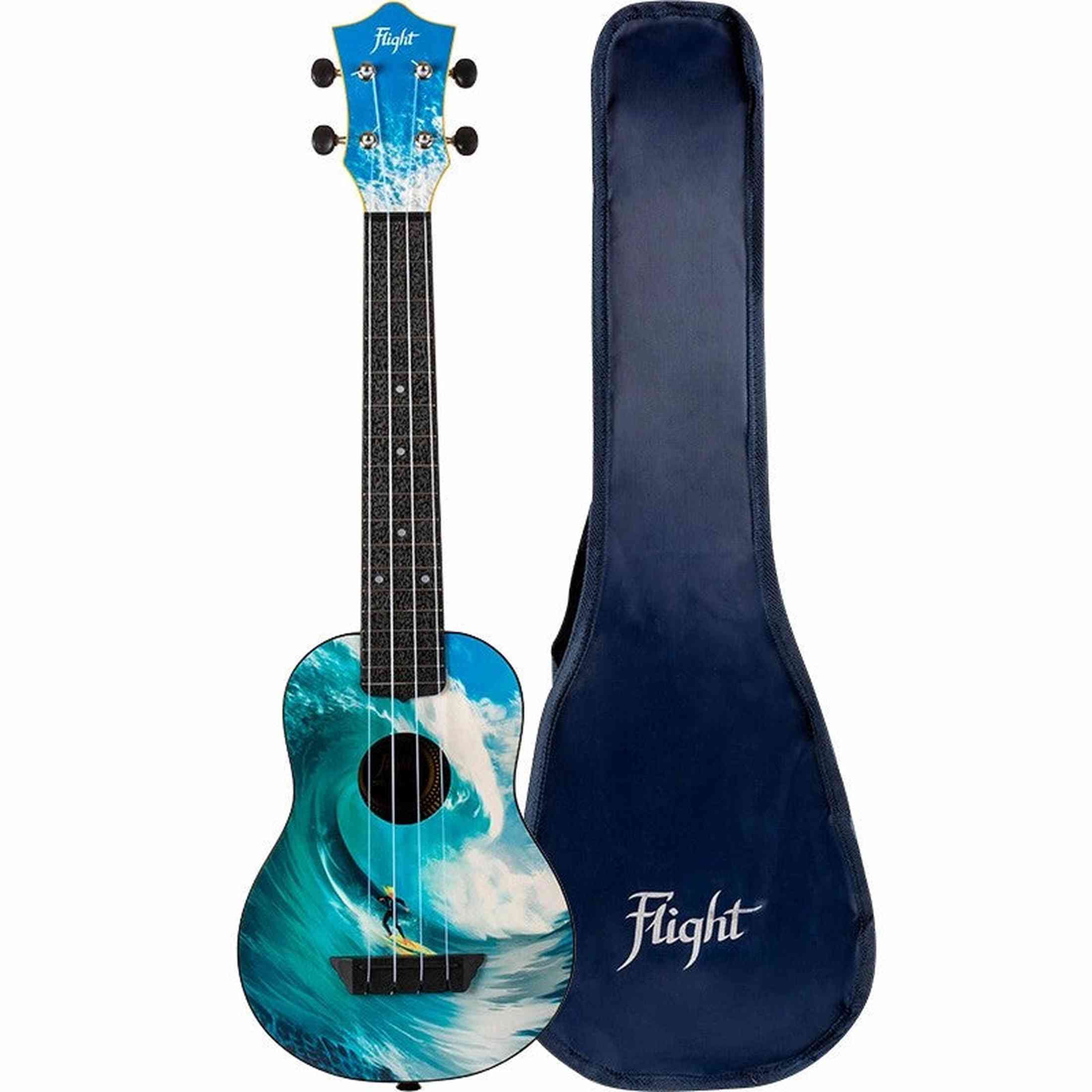 Flight TUSL-25 SURF Soprano Longneck Ukulele met Linden Top, ABS Body en Aquila Snaren