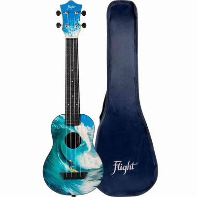 Flight TUSL-25 SURF Soprano Longneck Ukulele met Linden Top, ABS Body en Aquila Snaren