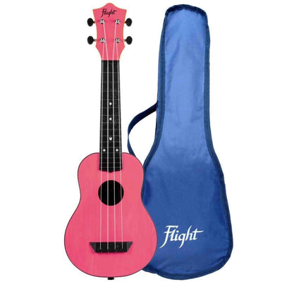 Flight TUS-35 PK Soprano Ukulele Roze met Linden Top, ABS Body en Aquila Snaren
