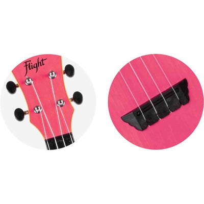 Flight TUS-35 PK Soprano Ukulele Roze met Linden Top, ABS Body en Aquila Snaren