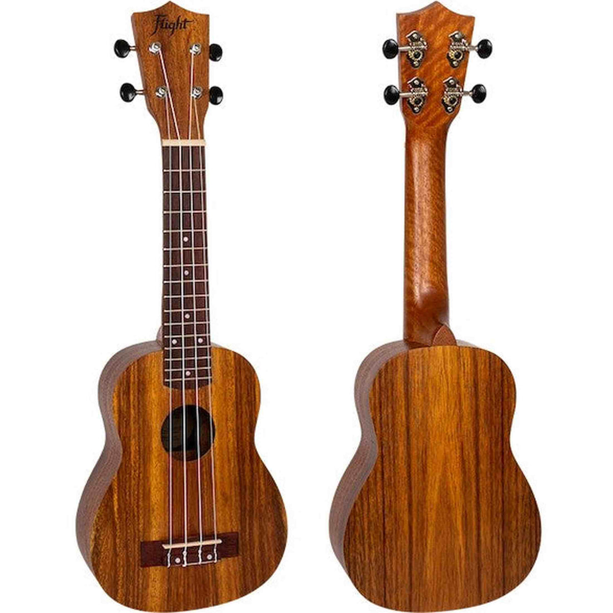 Flight NUS200 Soprano Ukulele met Gelamineerd Teak Body, 38 mm Topkam en Gigbag
