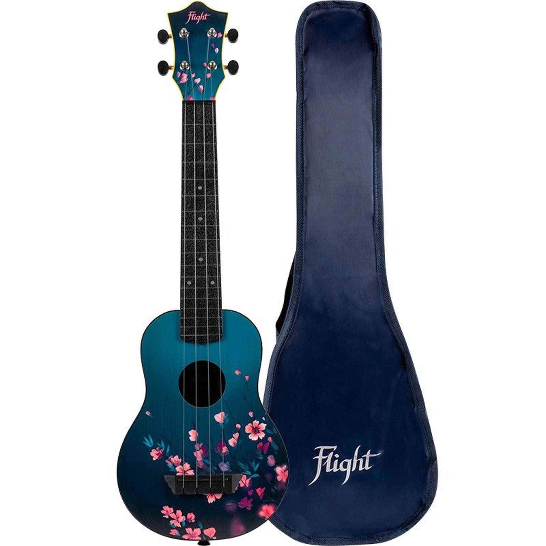 Flight TUSL-32 SAKURA Soprano Longneck Ukulele met Linden Top, ABS Body, Aquila Sugar Snaren en Gigbag