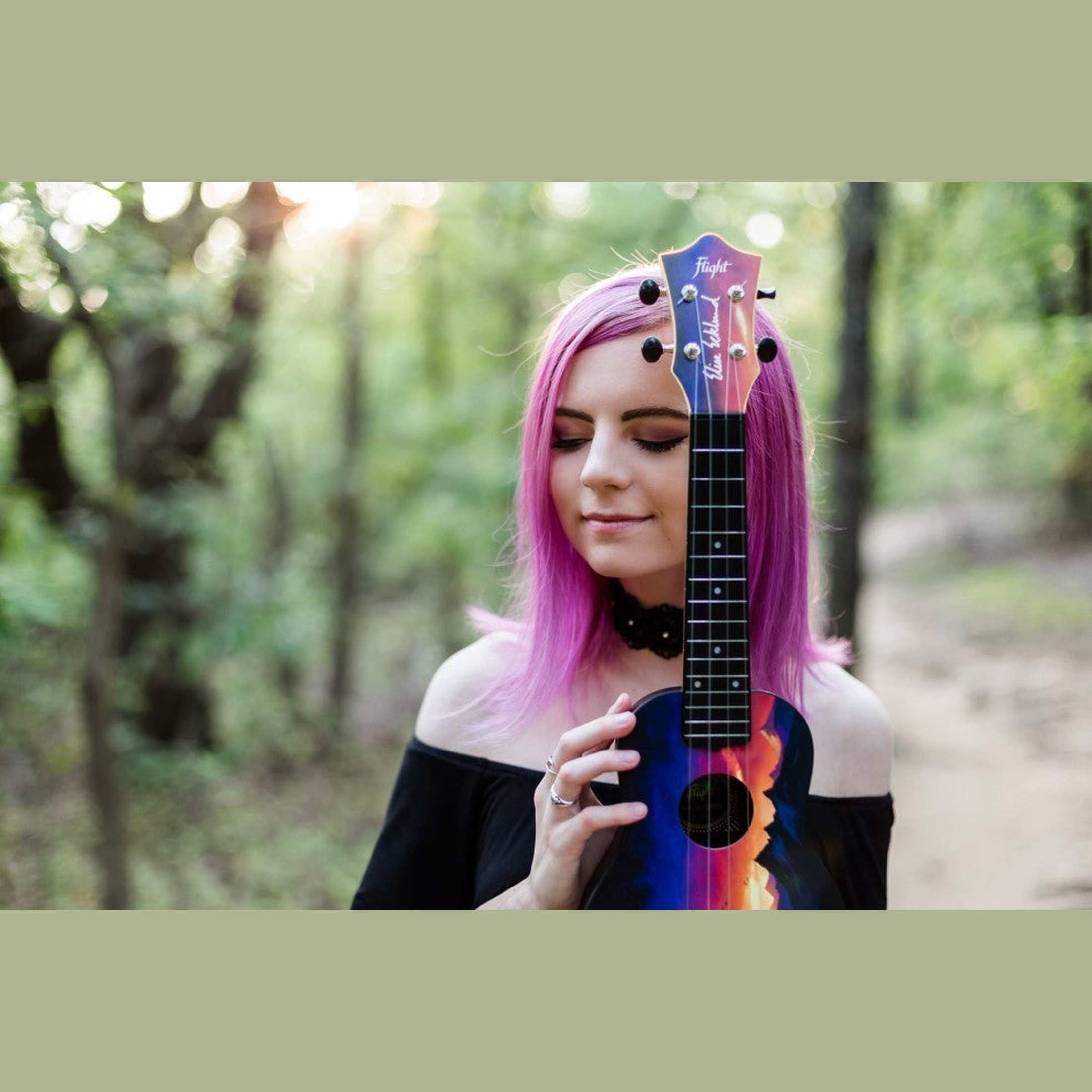 Flight TUSL-EE Sunset Elise Ecklund Signature Soprano Longneck Ukulele met Linden Top, ABS Body en Aquila Sugar Snaren