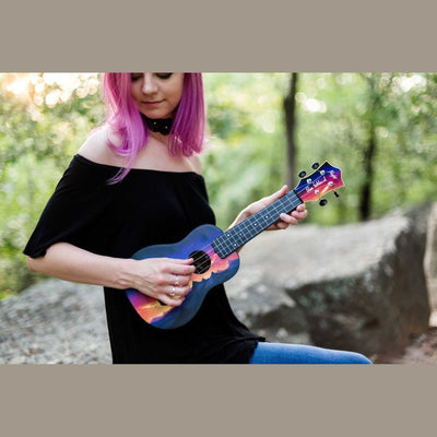 Flight TUSL-EE Sunset Elise Ecklund Signature Soprano Longneck Ukulele met Linden Top, ABS Body en Aquila Sugar Snaren