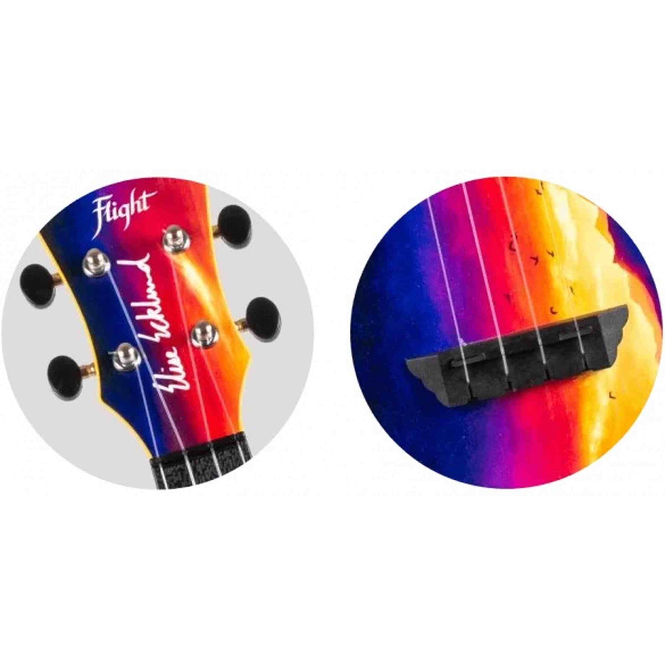 Flight TUSL-EE Sunset Elise Ecklund Signature Soprano Longneck Ukulele met Linden Top, ABS Body en Aquila Sugar Snaren