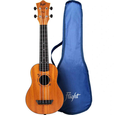Flight TUS-53 MAH Soprano Ukulele Mahogany met Gelamineerde Mahonie Top, ABS Body en Aquila Super Nylgut Snaren