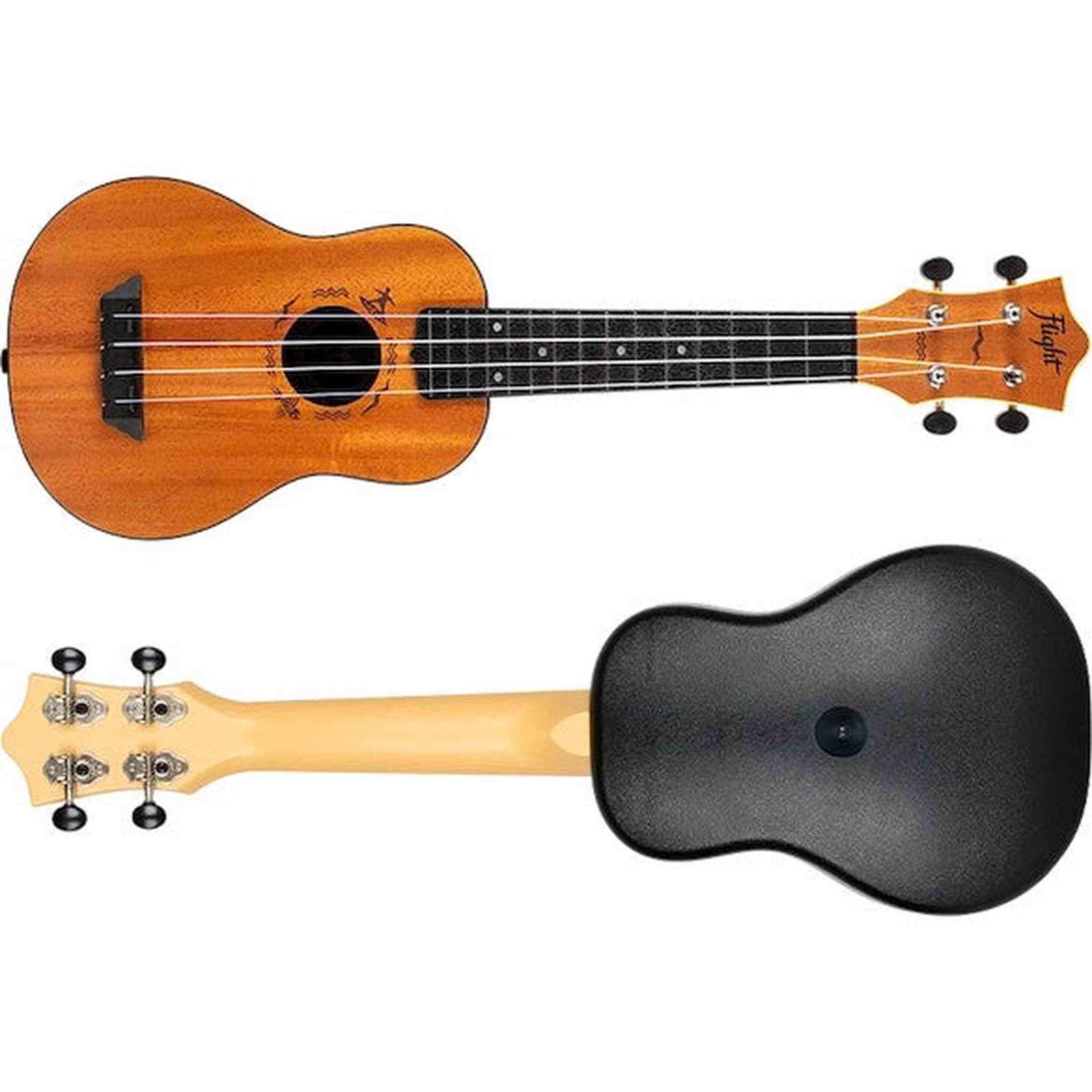 Flight TUS-53 MAH Soprano Ukulele Mahogany met Gelamineerde Mahonie Top, ABS Body en Aquila Super Nylgut Snaren