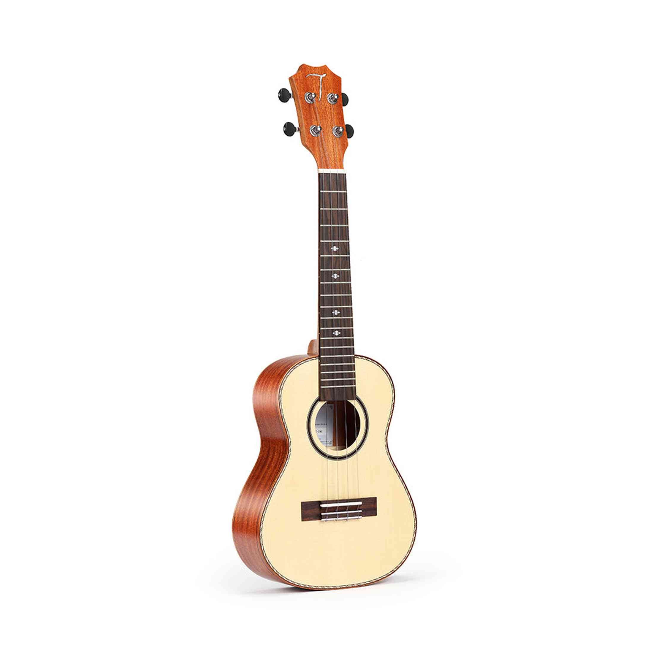 TOM 280 Concert Ukulele Massief Sparren met Mahonie Afwerking en Luxe Hoes