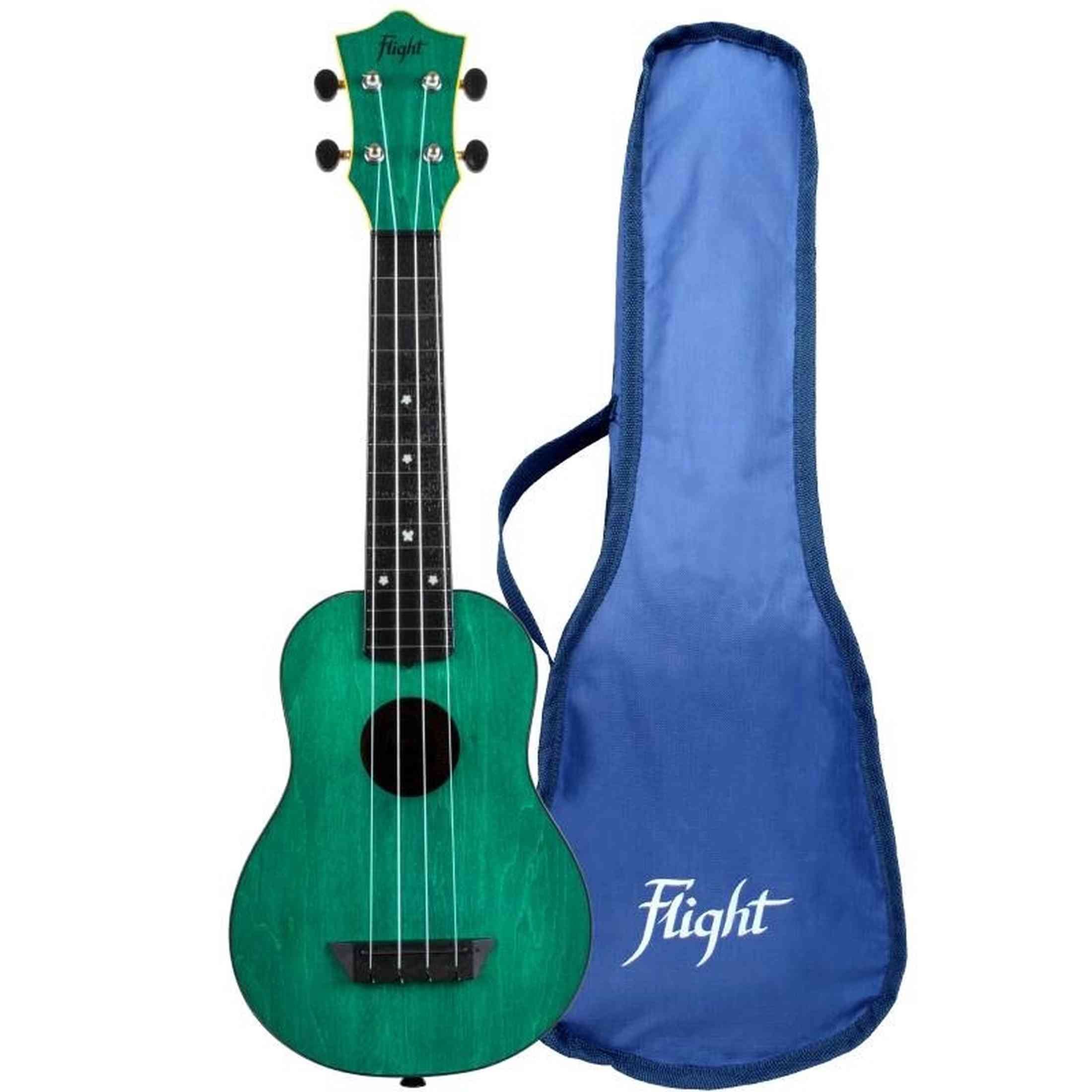 Flight TUS-35 GR Sopraan Ukulele Groen met Linden Top, ABS Body en Aquila Snaren