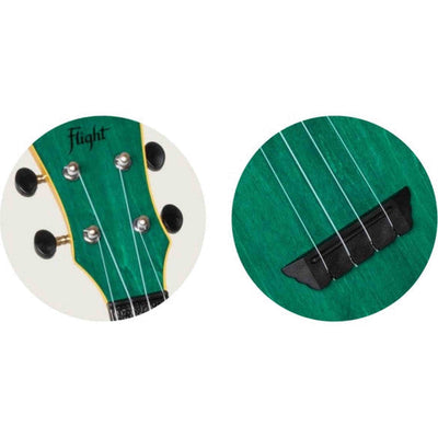 Flight TUS-35 GR Sopraan Ukulele Groen met Linden Top, ABS Body en Aquila Snaren