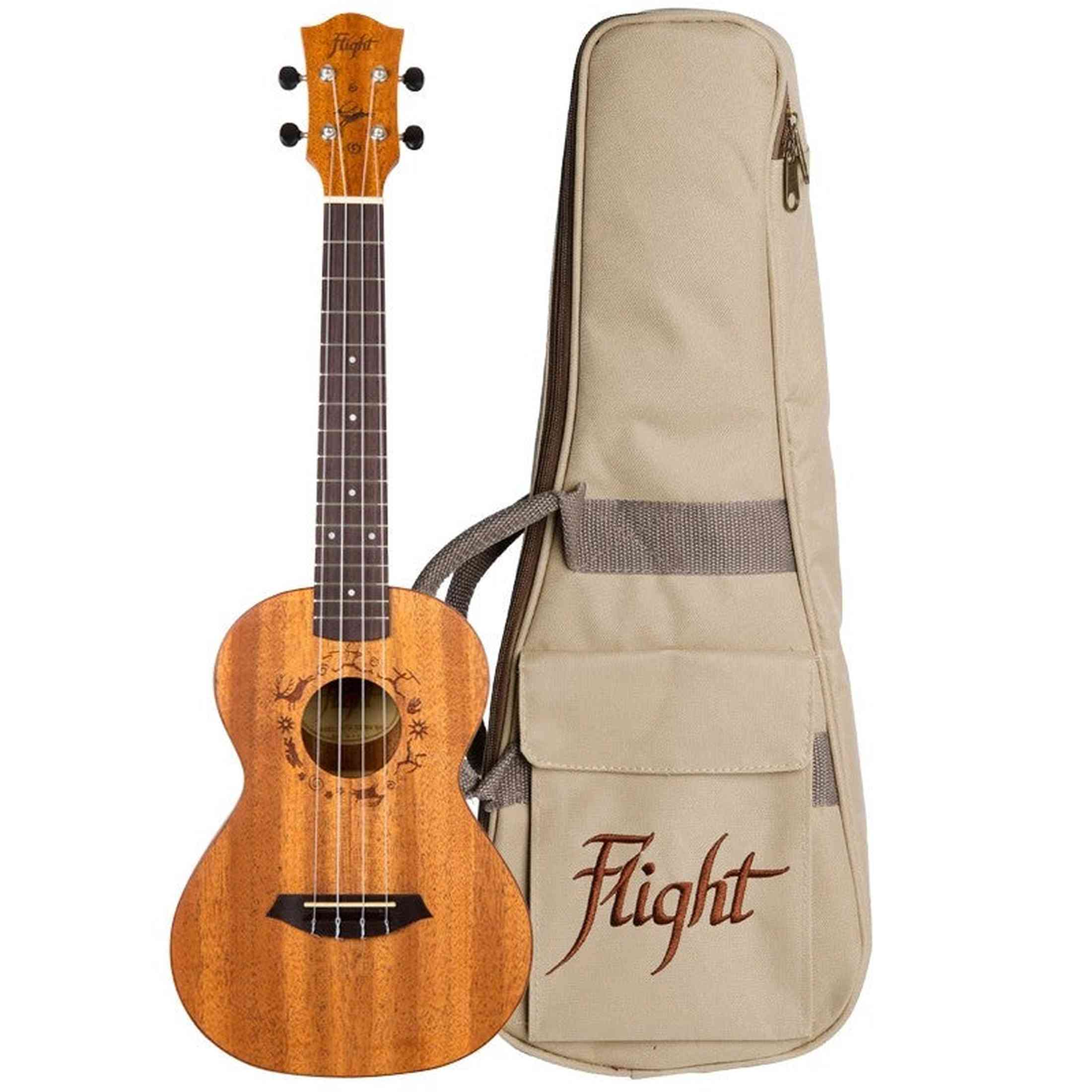 Flight DUT34 EQ MAH-A Elektrisch-Akoestische Tenor Ukulele met Mahogany Body, Pickup en Aquila Super Nylgut Snaren