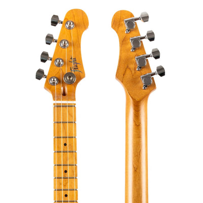 Flight Pathfinder Tenor TBL Elektrische Tenor Ukulele met Flame Maple Top en Transparent Blue Afwerking