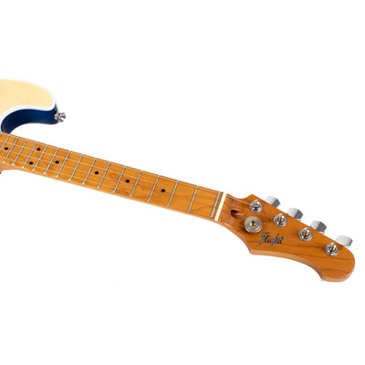 Flight Pathfinder Tenor TBL Elektrische Tenor Ukulele met Flame Maple Top en Transparent Blue Afwerking