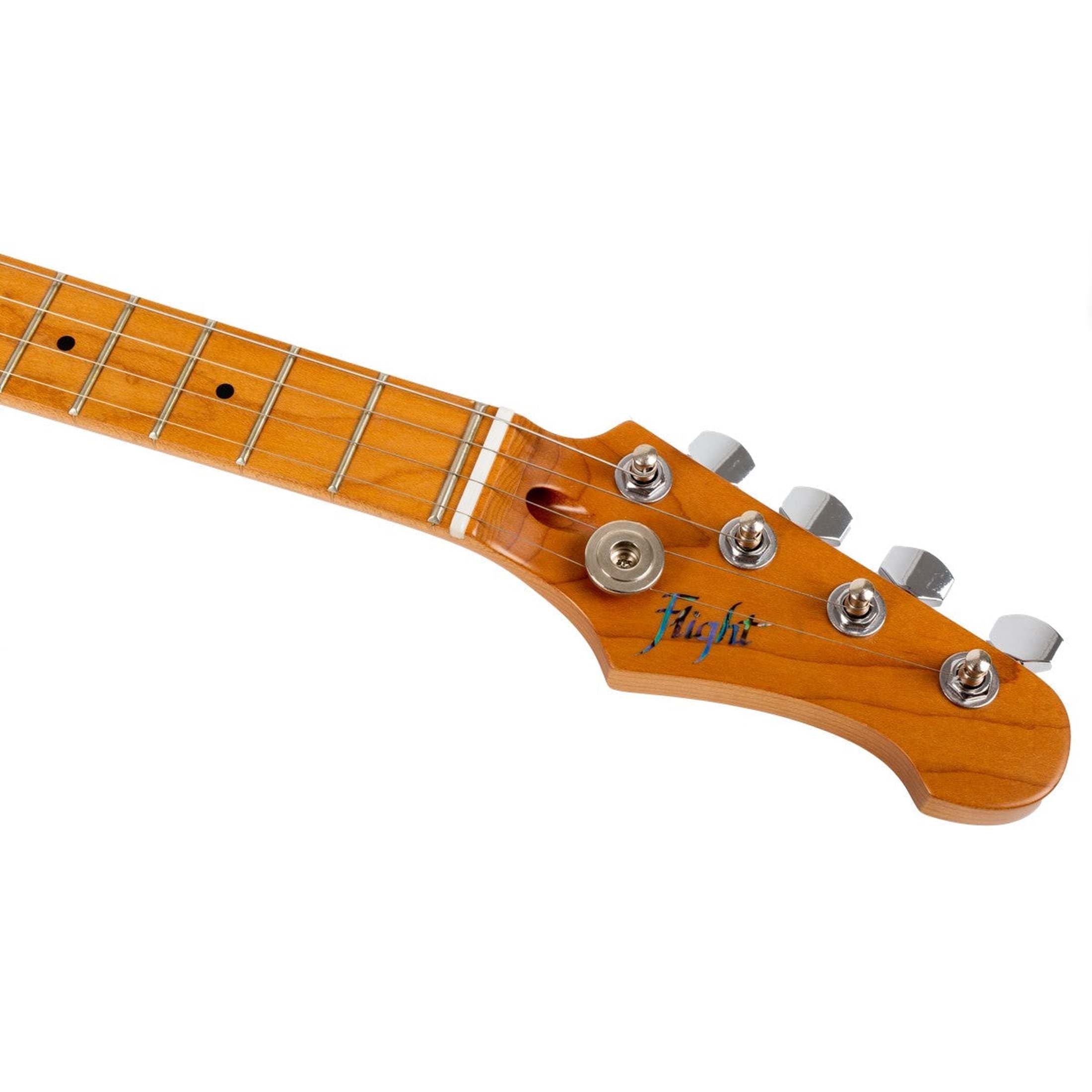 Flight Pathfinder Tenor TBL Elektrische Tenor Ukulele met Flame Maple Top en Transparent Blue Afwerking