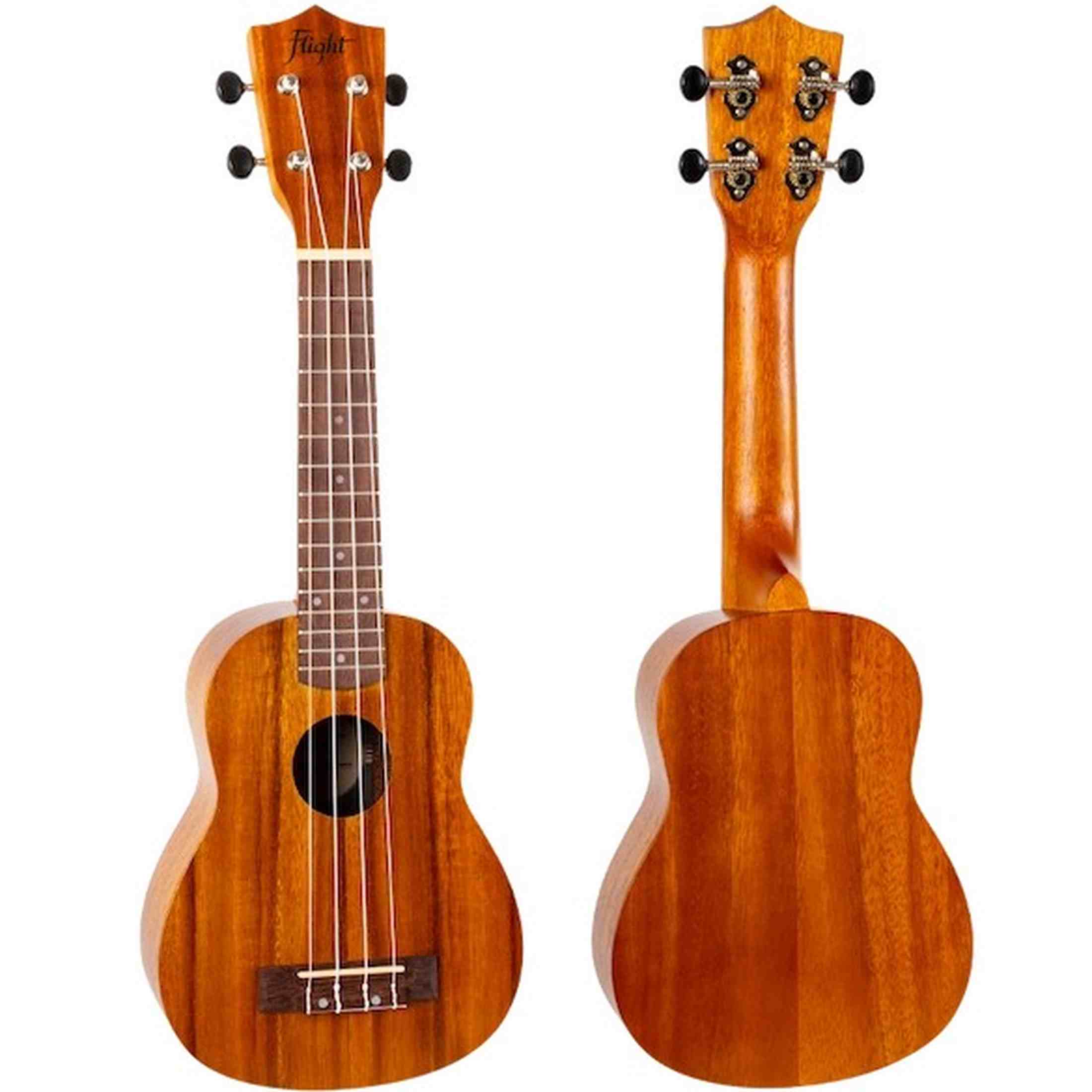 Flight NUS250 Soprano Ukulele met Gelamineerd Acacia Body, 38 mm Topkam en Gigbag