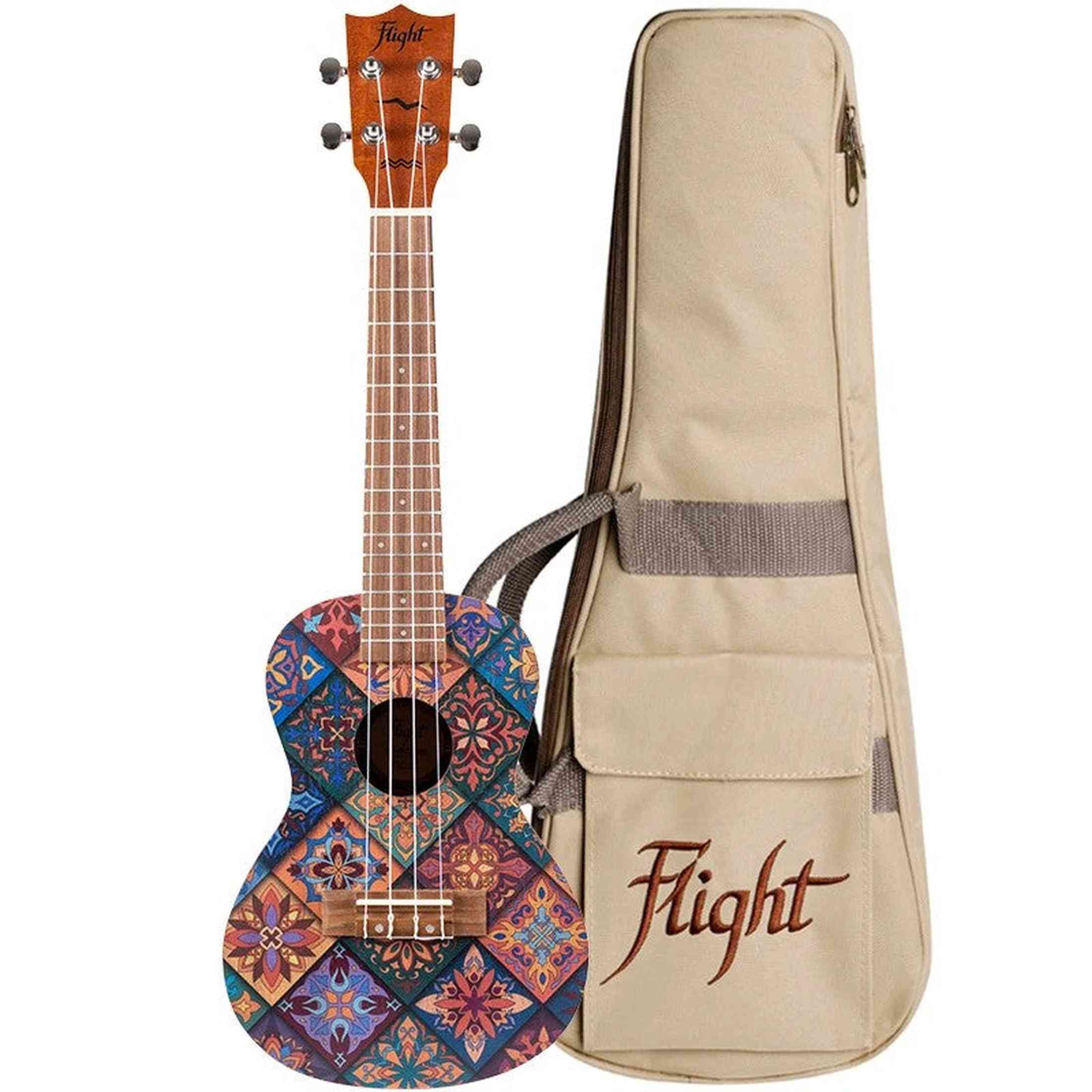 Flight AUC-33 Fusion Concert Ukulele met Sapele Body, Art Design en Aquila Nylgut Snaren