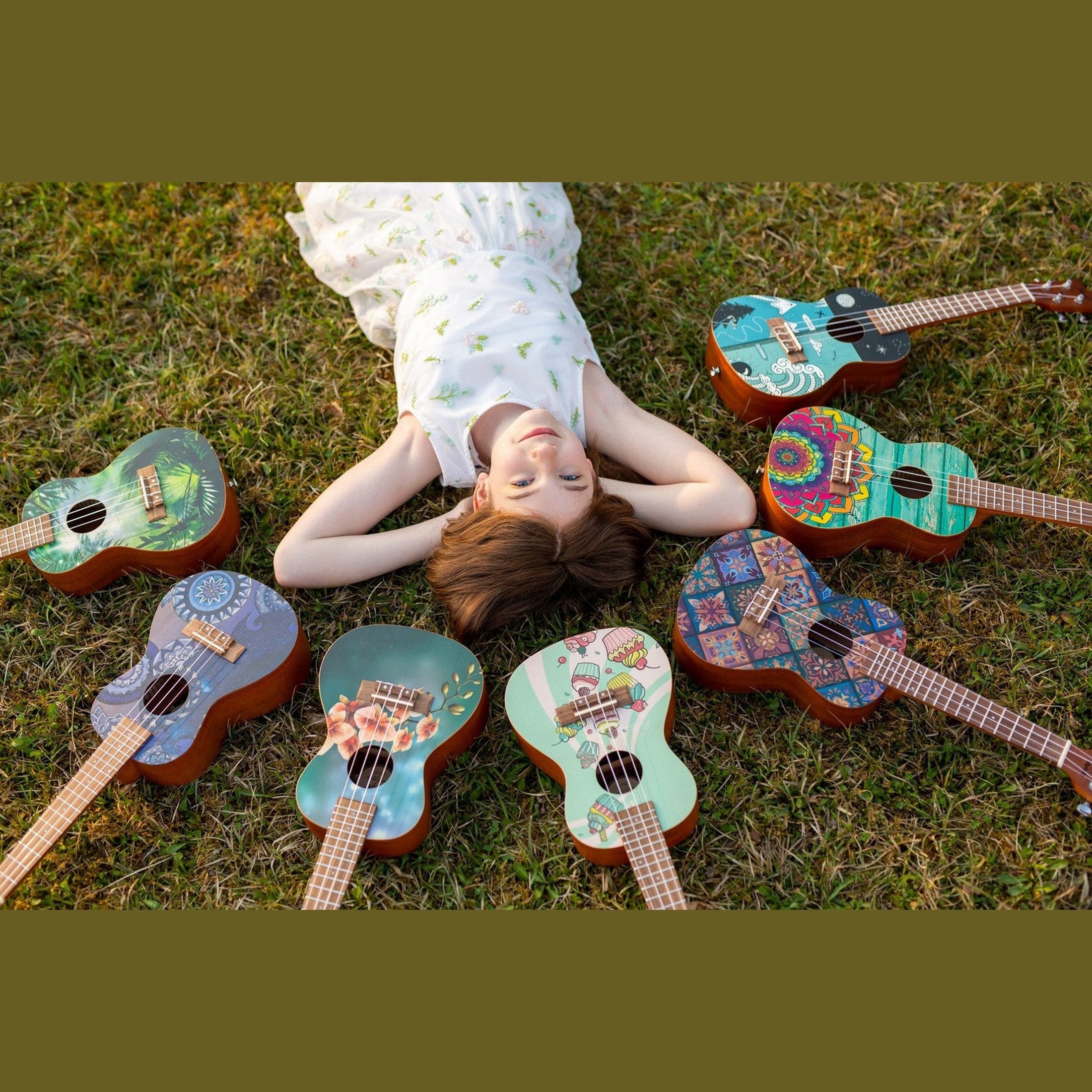 Flight AUC-33 Fusion Concert Ukulele met Sapele Body, Art Design en Aquila Nylgut Snaren