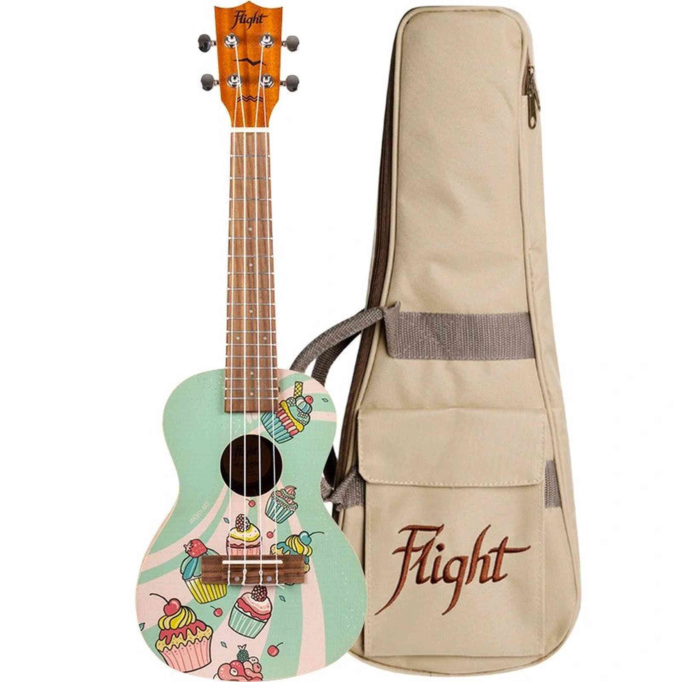 Flight AUC-33 Cupcake Concert Ukulele met Spruce Top, Sapele Body en Aquila Nylgut Snaren