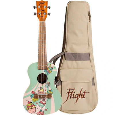 Flight AUC-33 Cupcake Concert Ukulele met Spruce Top, Sapele Body en Aquila Nylgut Snaren