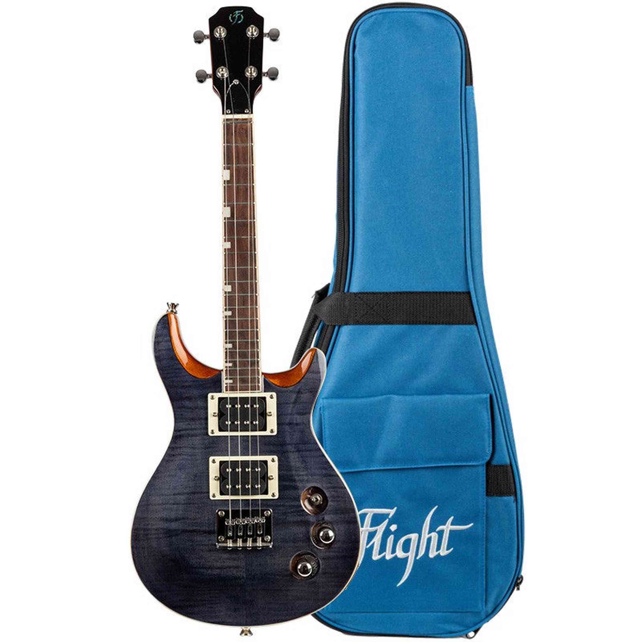 Flight Vanguard Transparent Black – Elektrische Solidbody Tenor Ukulele met 2 Humbuckers