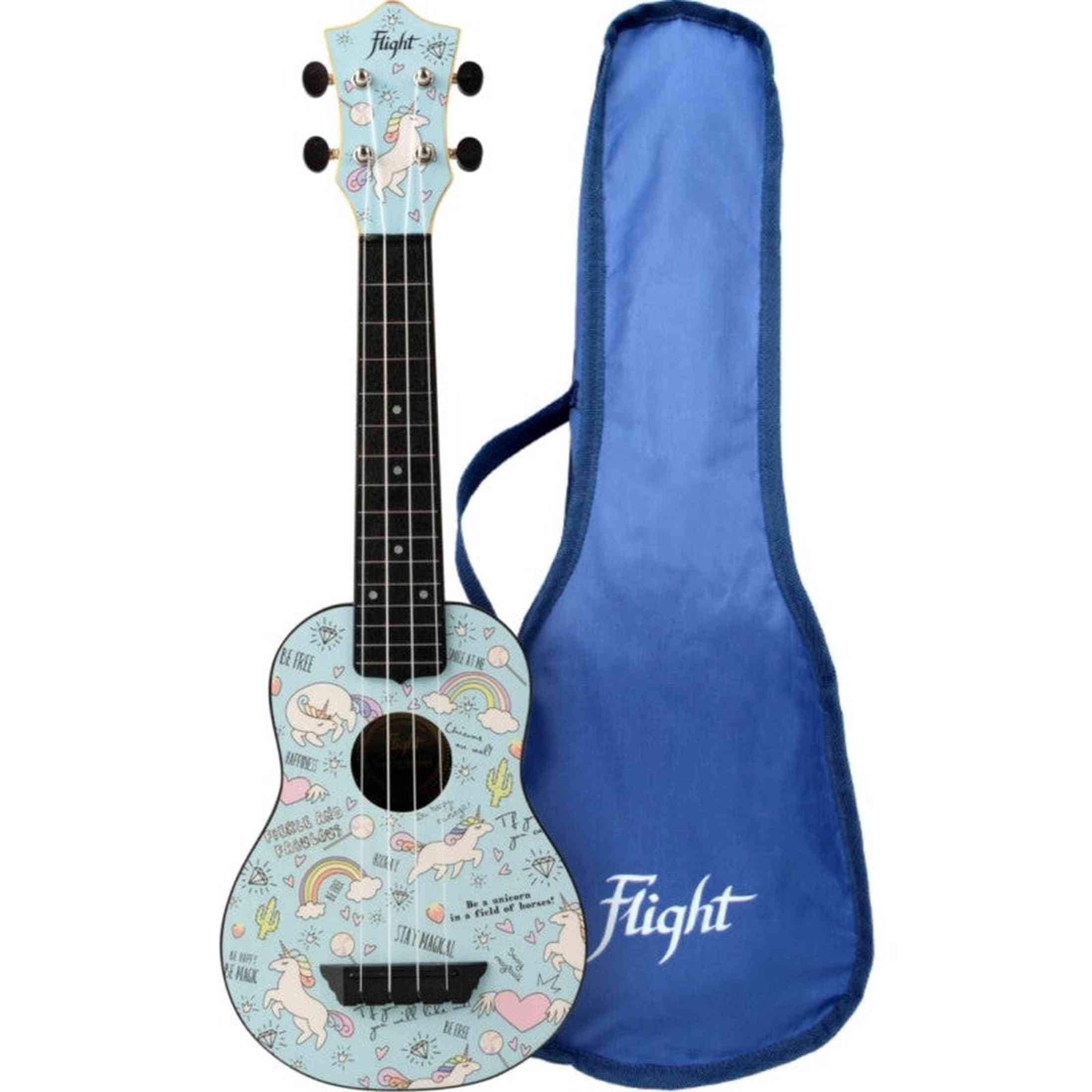 Flight TUS-40 UNICORN Soprano Ukulele met Linden Top, ABS Body en Unicorn Print