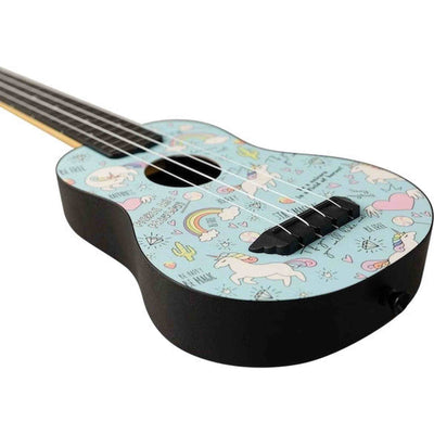 Flight TUS-40 UNICORN Soprano Ukulele met Linden Top, ABS Body en Unicorn Print