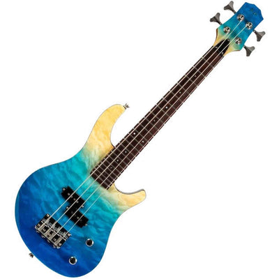 Flight Mini Bass TBL Elektrische Mini Bass Ukulele met Quilted Maple Top, Alnico 5 P-Style Pickup en Roasted Maple Hals