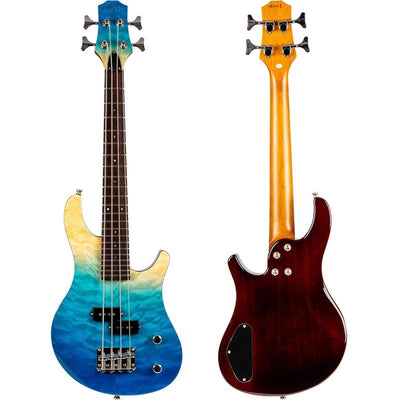 Flight Mini Bass TBL Elektrische Mini Bass Ukulele met Quilted Maple Top, Alnico 5 P-Style Pickup en Roasted Maple Hals